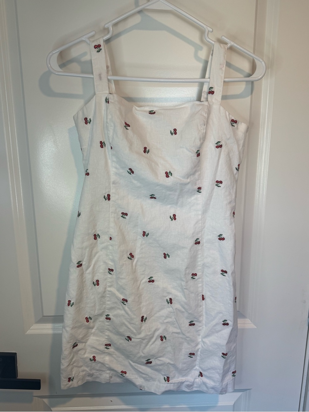 Forever 21 White Mini Dress with Red Cherry Embroidery